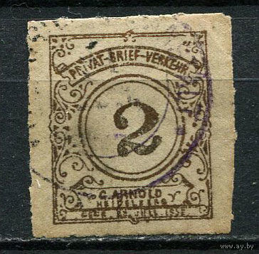 Германия - Гейдельберг - Местные марки - 1890 - Цифры 2Pf - [Mi.97] - 1 марка. Гашеная.  (Лот 89Ct)