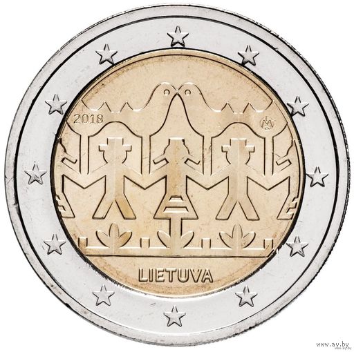 2 евро 2018 Литва Праздник песни и танца UNC из ролла