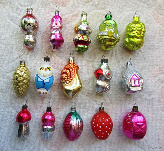 Елочные игрушки одним лотом. Стекло, СССР. Лот 9