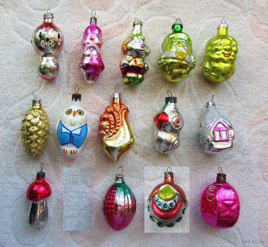 Елочные игрушки одним лотом. Стекло, СССР. Лот 9