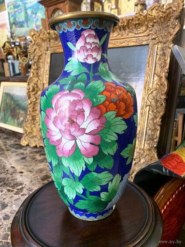 Ваза.Клуазоне,перегородчатая эмаль.Китай,1950 г. Большая,высота 30,5 см.