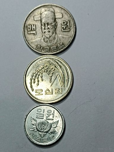 Южная Корея 100 вон 1979 , 50 вон 2009 , 1 вон 1969 года .