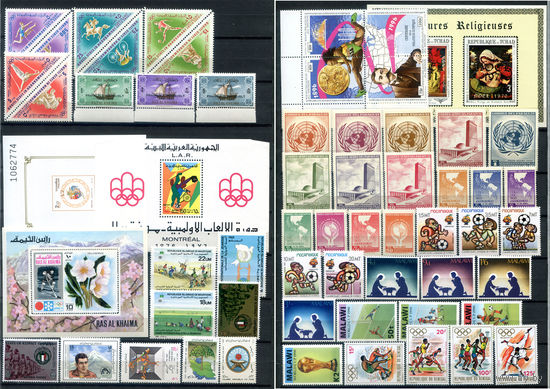 Марки разных стран - полные серии - 50+ марок и 4 блока - MNH, 6 марок с незначительным повреждением или дефектом клея, у 1 блока погнут уголок. #O-W-122-C-1
