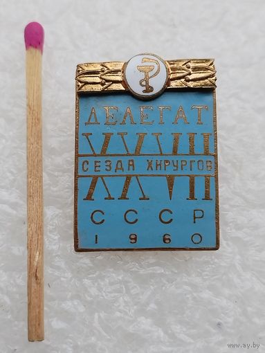 Знак. Делегат 27 съезда хирургов СССР, 1960 г. тяжёлый, ЗХЛ