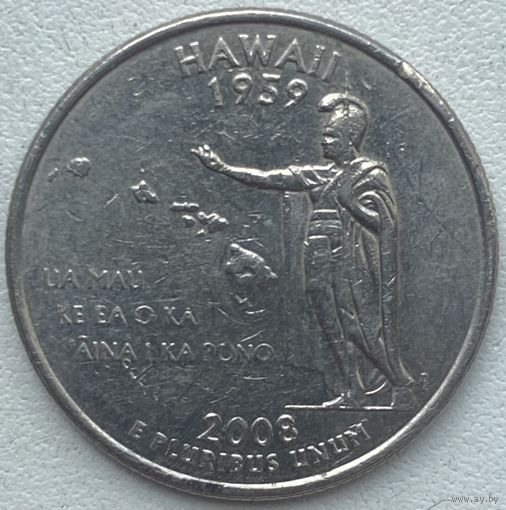 США 25 центов (квотер) 2008 г. D. Гавайи