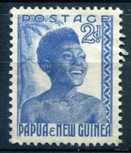 Британские колонии - Папуа Новая Гвинея - 1952/60г. - ландшафты, виды, местные мотивы, 2 P - 1 марка - чистая, без клея [Mi 3]. #3-WB-90-A-1