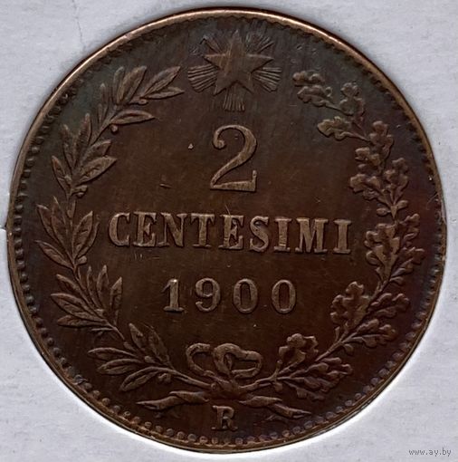 Италия 2 чентезимо 1900 г. S с точкой в конце. В холдере