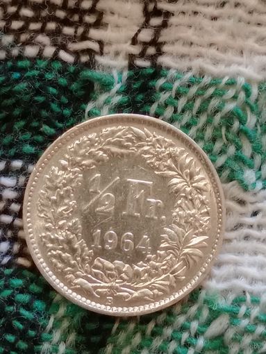 Швейцария 1/2 франка 1964 серебро