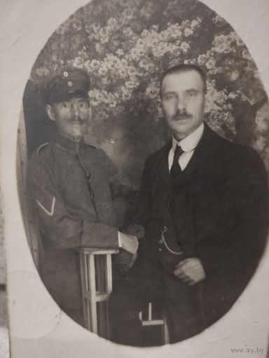 Фото ПМВ Боец с братом.Оригинал.