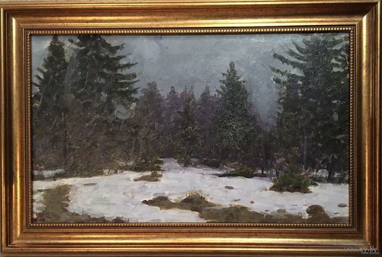 Азгур Г.Г. Пейзаж. К/М. 1949г. р. 28,5х46,5 см.