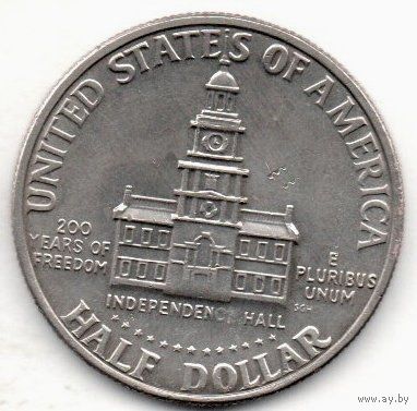 СОЕДИНЁННЫЕ ШТАТЫ АМЕРИКИ. 1/2 доллара 1976 D. 200 лет независимости США. Д. Кеннеди