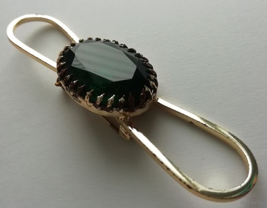 Винтажная брошь-заколка 9 см. Редкая. Зелёный леденец. Амальгама. Англия (?)