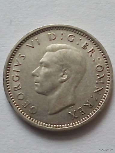 Великобритания.3 пенса 1941г,серебро 0,500.