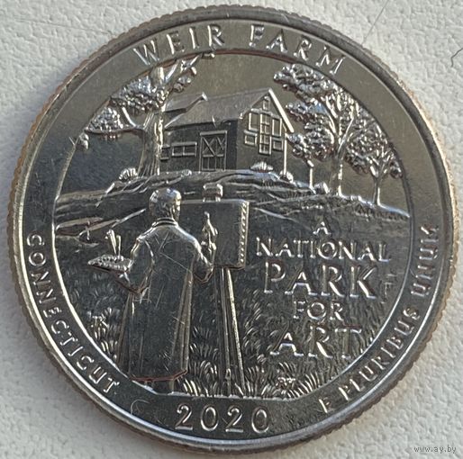 США 25 центов (квотер) 2020 г. D. Ферма Дж. А. Вейра. Штат Коннектикут