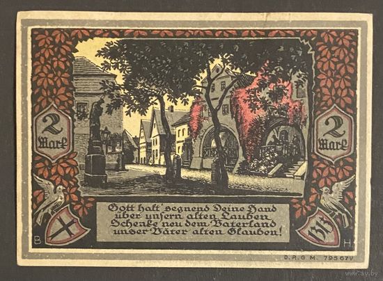 Нотгельд 2 марки 1921 год. Болькенхайн. Веймарская республика