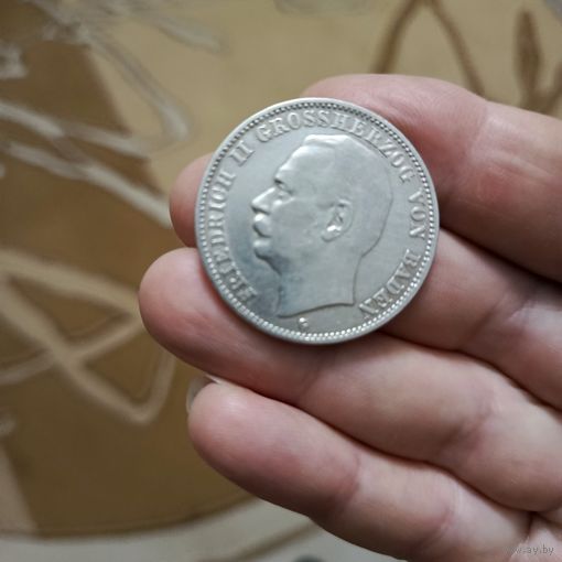 3 марки(1909г.) Баден.Серебро.