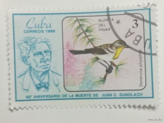 Куба 1986. 90-летие со дня смерти орнитолога Хуана К. Гундлаха.