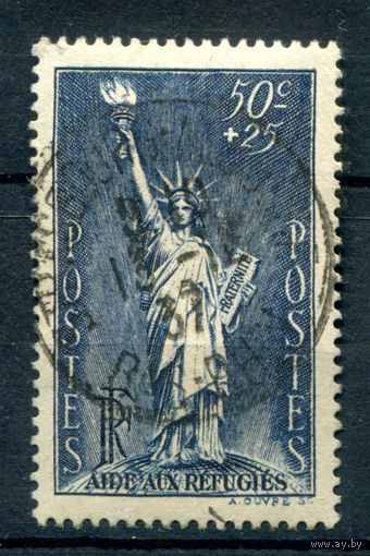 Франция - 1937г. - статуя Свободы в Нью-Йорке - 1 марка - полная серия, гашёная с клеем [Mi 357]. #2-Fr-25-A-1