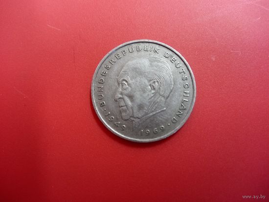2 марки 1970 F Кондрад Аденауэр