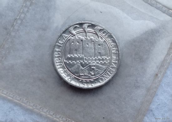 Werty71 Сан-Марино 5 лир 1977 ФАО запайка