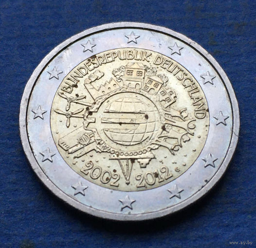 Германия 2 евро 2012 G 10 лет наличному евро