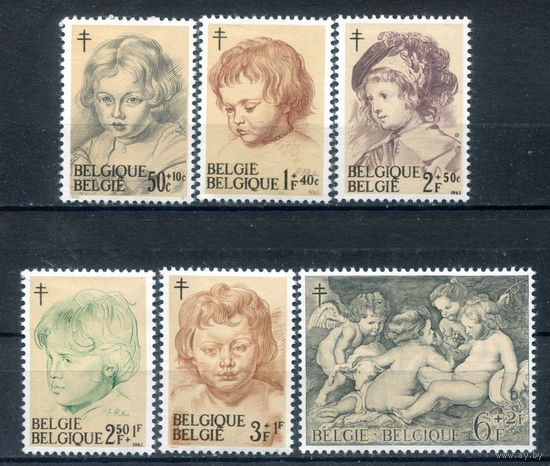 Бельгия - 1963г. - картины Рубенса, борьба с туберкулёзом - 6 марок - полная серия, MLH, 1 марка MH [Mi 1332-1337]. #2-Be-46-KS-3