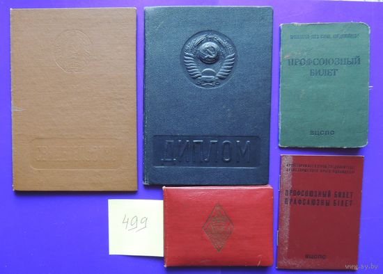 Дипломы с отличием, "Выдатнік народнай асветы" и др. документы на одно лицо