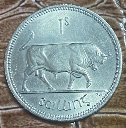 Монета 1 шиллинг. 1968 год, Ирландия. Бык.