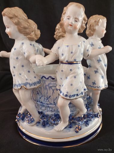 Фарфоровая статуэтка, кашпо, ёмкость для хранения с хороводом девочек, Германия
