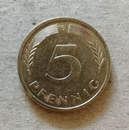 Германия 5 пфеннигов "G" Карлсруэ, 1975 год, KM# 107. ю