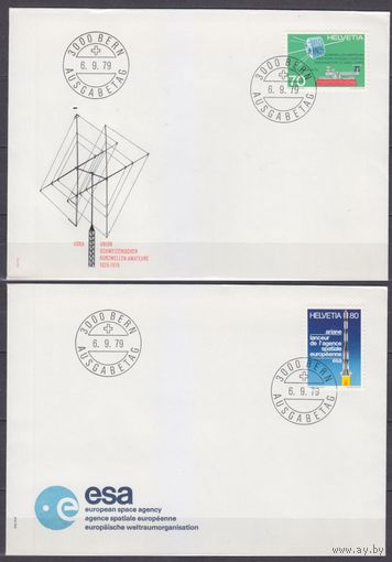 1979 Швейцария 1163-1164 FDC Космос - ракета, спутник