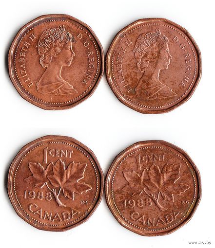 1 цент Канада 1988 года