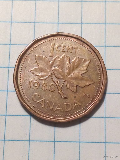 1 цент  Канада 1988 год.