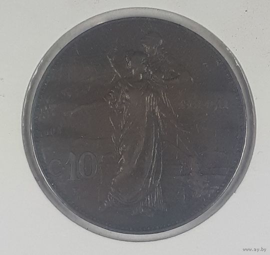 Италия 10 чентезимо 1911  50 лет Королевству
