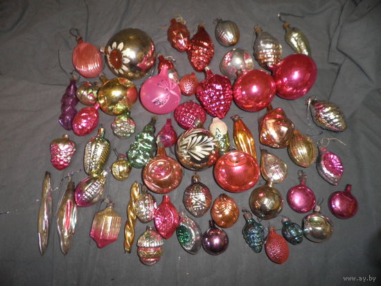Новогодние ёлочные игрушки из СССР 50 шт.Лот 11.С рубля.