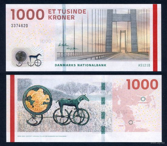 Дания 1000 крон 2009 г. (2012 г.) (P-69b(3), UNC) [Callesen - Sorensen] Дания 1 000 крон 2012 г.