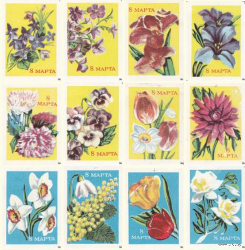Спичечные этикетки. Сувенирный набор. 8 Марта. 1982 год