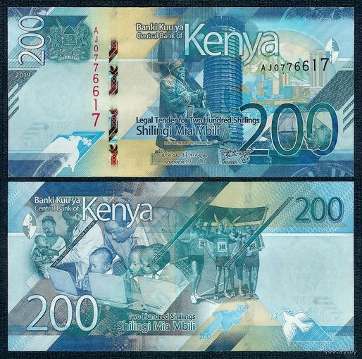 Кения 200 шиллингов 2019 год, UNC