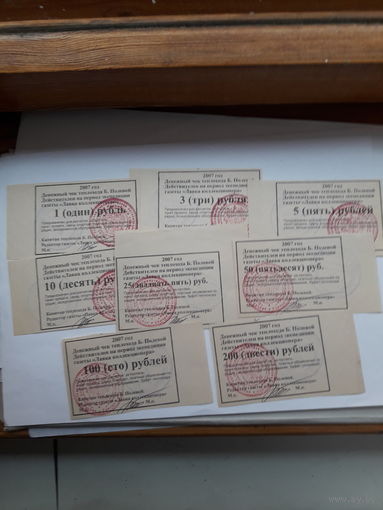 Денежные чеки теплохода Б. Полевой 2007