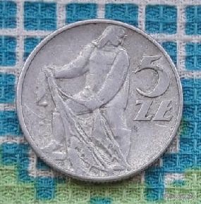 Коммунистическая Польша 5 злотых 1974 года. Малый орел. Рыбак. AU. Новогодняя распродажа!