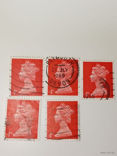 Великобритания 1967 Профиль королевы Елизаветы II, созданный на основе скульптуры Арнольда Машина