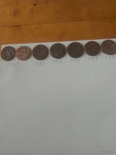 Медные монеты Российской Империи 1726-1761