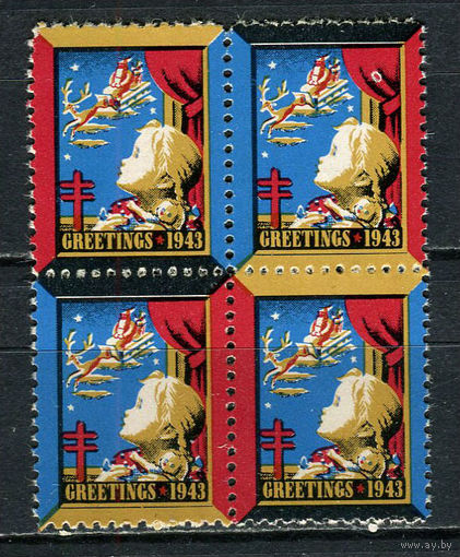 США - 1943 - Рождество и Новый год - 1 кварт. MNH, MLH.  (LOT Gb23)-T10P26