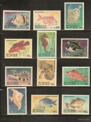 Гвинея-1980(Мих.871-882),  ** ,  Морская  Фауна ,Рыбы (полная серия)