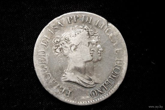 5 франков 1808 г. Лукка (Италия), Элиза Бонапарт и Феликс Паскаль Бачиокки. Пореже!
