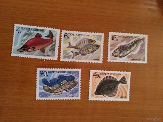 1983 СССР Загорский 5346-5350 фауна моря  рыбы чистая полная серия MNH** (с-2)