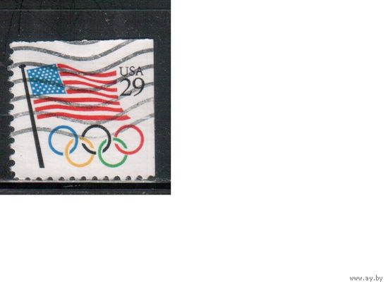 США-1991, (Мих.2129 Е), гаш. , Стандарт, Флаг, Спорт, ОИ(одиночка),