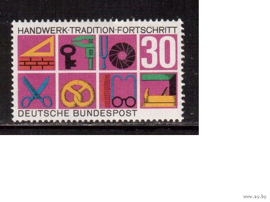 Германия(ФРГ)-1968,(Мих.553), *  (след от накл.),  Инструменты