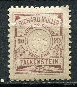 Германия - Фалькенштайн - Местные марки - 1887 - Герб 20Pf - [Mi.8P] - 1 марка. MNH, MLH.  (Лот 97Ct)
