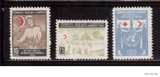 Турция-1955 (Мих.198-200),  ** , Красный Крест и Полумесяц (полная серия)
